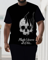From Deserve to Deserve More Men's Big & Tall Skull Cartoon Short Sleeve T-shirt 2-Piece Set